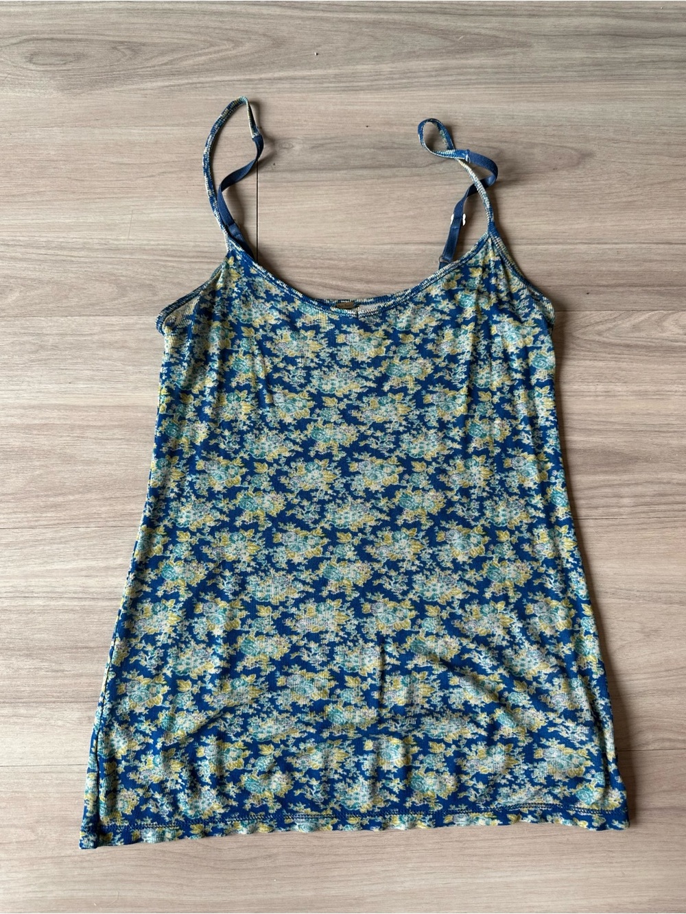 Free People Blue Floral Spaghetti Strap Tank Top Womens extra small